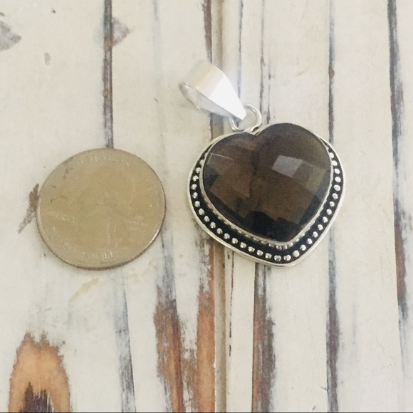 Stamped 925 smokey quartz heart pendant - Picture 4 of 4